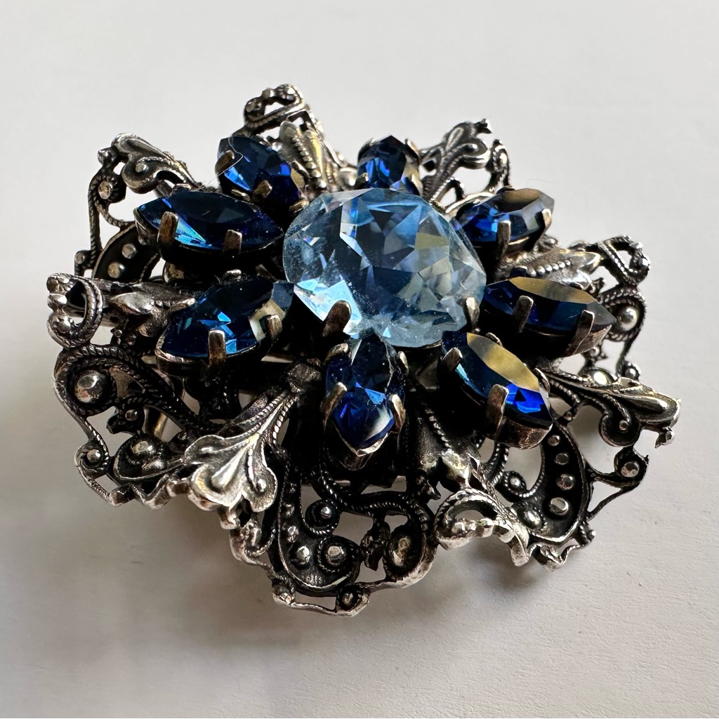 Vintage 1950s Christian Dior Rhinestone Dual Brooch & Scarf / Dress Clip